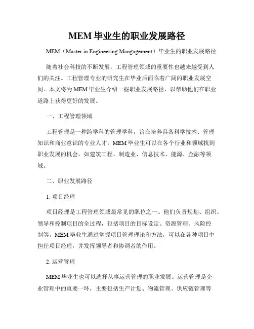 MEM毕业生的职业发展路径