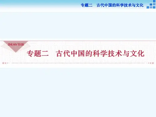 2018-2019学年高中历史 专题二 古代中国的科学技术与文化 一 中国古代的科学技术成就讲义 人民版必修3