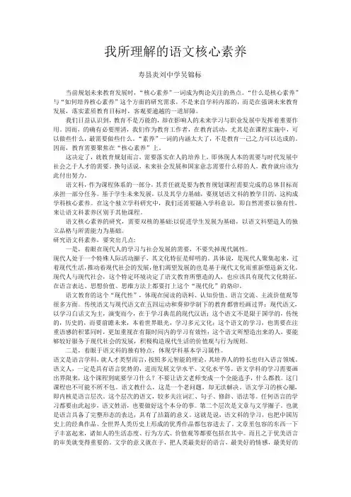 我所理解的语文核心素养