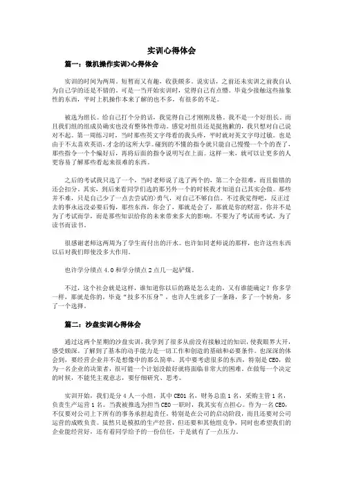 实训心得体会