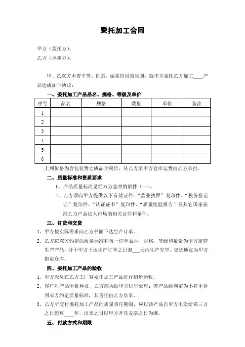 (完整版)委托加工合同简约版