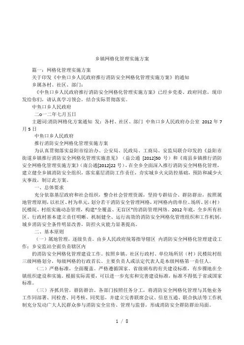 乡镇网格化管理实施方案