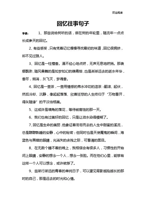 回忆往事句子