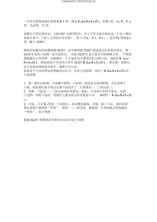 吉他独奏音阶五种指型快速记忆