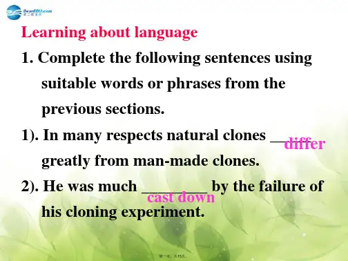 高中英语 Unit 2 Cloning Learning about language课件 新人教版