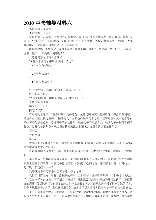 2010中考辅导材料六