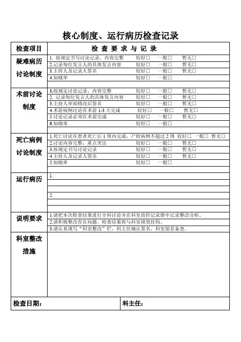 5月份核心制度运行病历检查表 (1)
