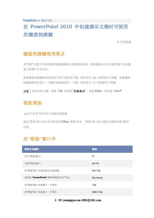 PowerPoint2010 快捷键