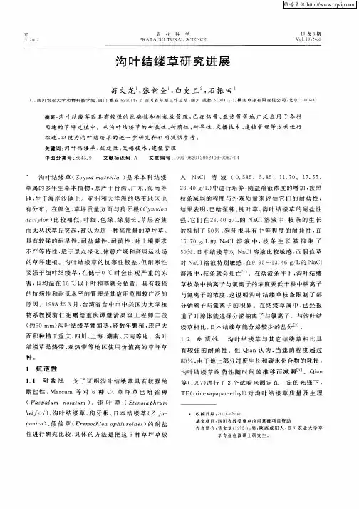 沟叶结缕草研究进展
