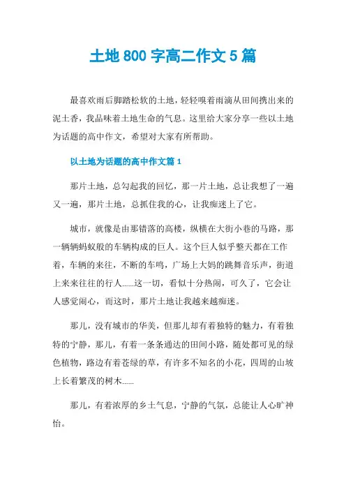 土地800字高二作文5篇