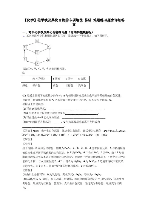 【化学】化学铁及其化合物的专项培优 易错 难题练习题含详细答案