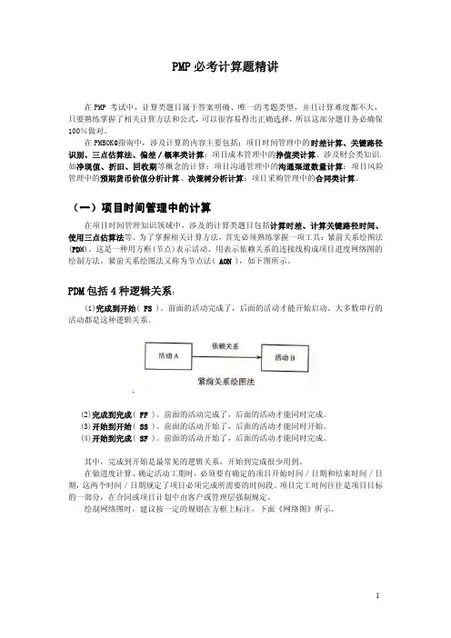 PMP必考计算题精讲
