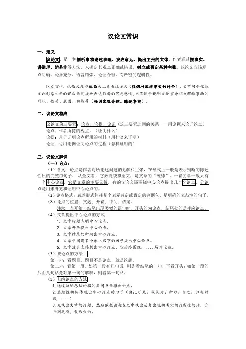议论文文体知识