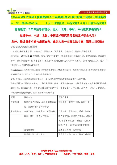 2014年人大MFA考研笔记,状元笔记,考研真题,题库