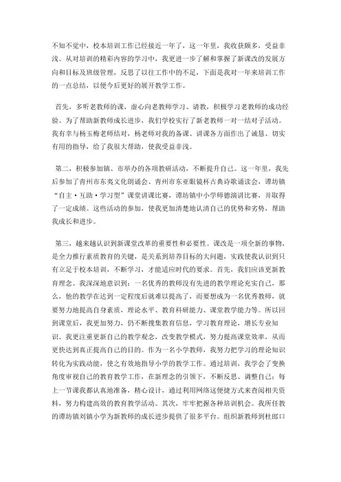 培训一年的教师工作总结