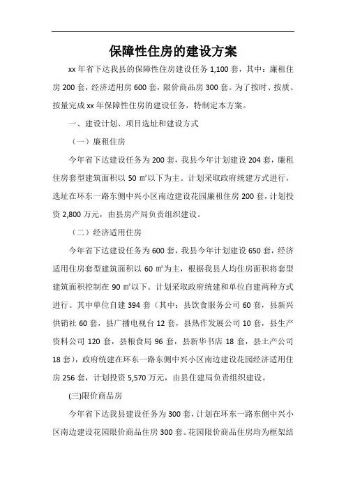  保障性住房的建设方案