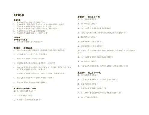 诗篇第九篇 组员讨论问题