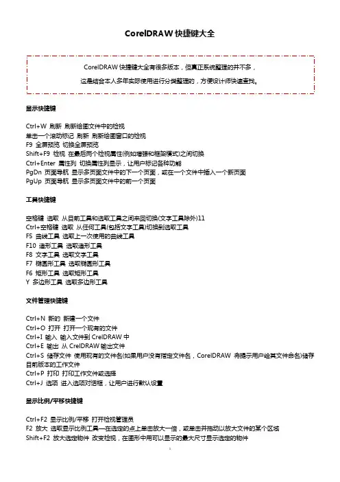 CorelDRAW快捷键大全