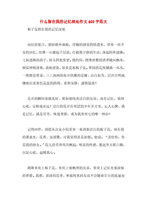 什么留在我的记忆深处作文400字范文