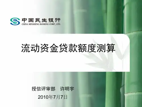中国民生银行流动资金贷款额度测算-流动资金贷款测算案例(PPT 34页)