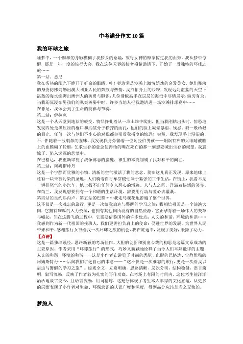 中考满分作文10篇