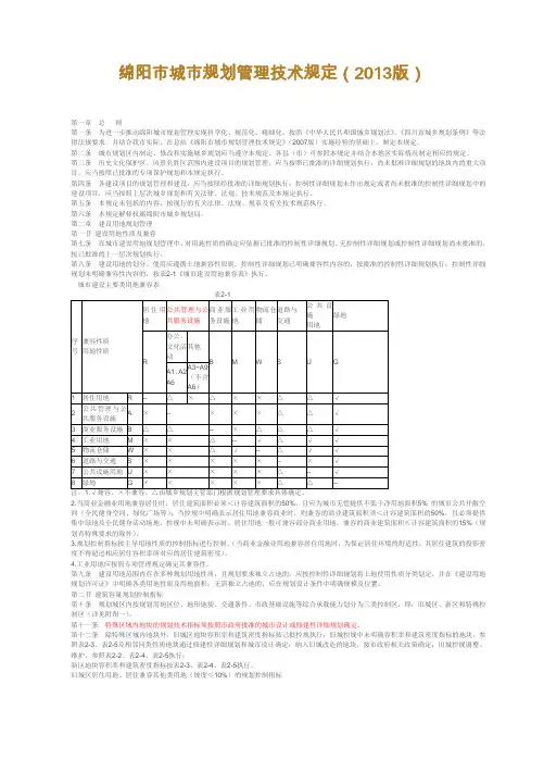 绵阳市城市规划管理技术规定(2013版)