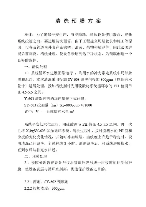 清洗预膜方案