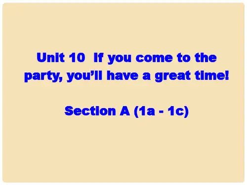 八年级英语上册 Unit 10 If you go to the party,you'