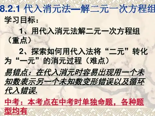 8.2.1代入消元法—解二元一次方程组