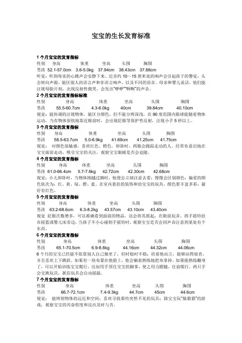 宝宝的生长发育标准