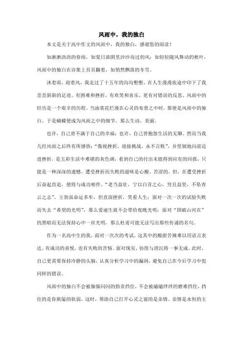 风雨中,我的独白_高中作文