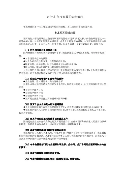 预算的编制流程