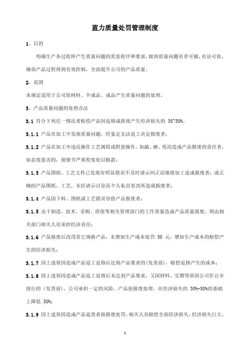 产品质量处罚管理制度