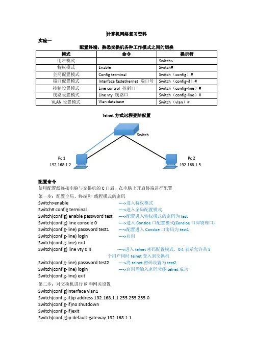 计算机网络基础实验及子网划分方法与例题