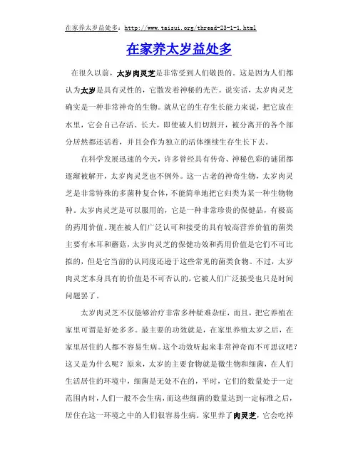 在家养太岁肉灵芝益处多