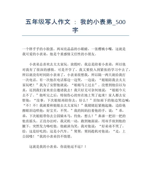 五年级写人作文 ： 我的小表弟_500字