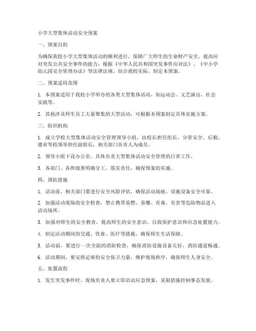 小学大型集体活动安全预案