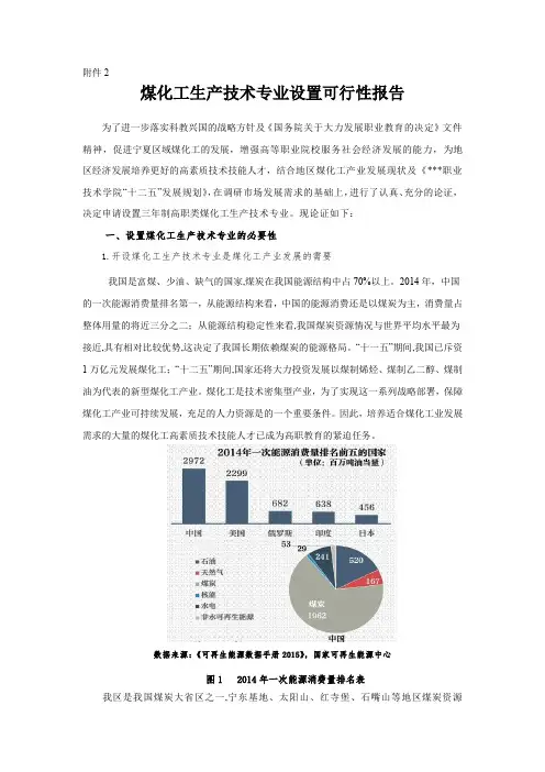 煤化工技术专业设置可行性报告