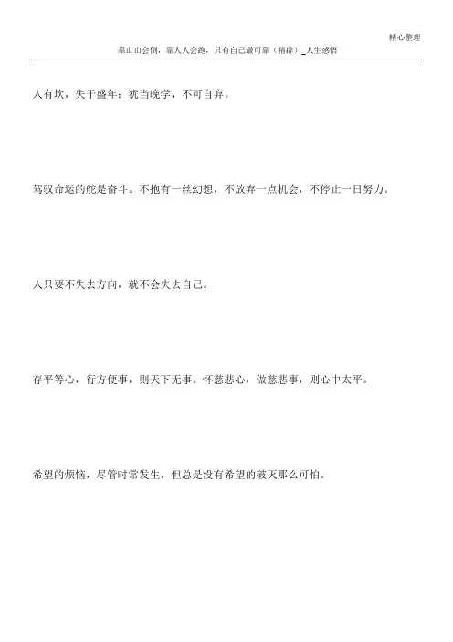 靠山山会倒,靠人人会跑,只有自己最可靠(精辟)_人生感悟