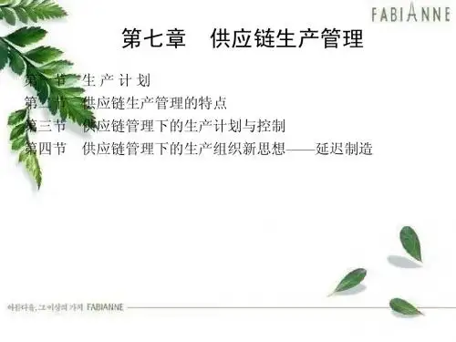 第七章 供应链生产管理