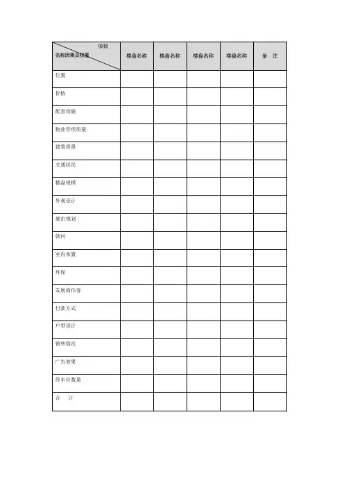 竞品项目分析表