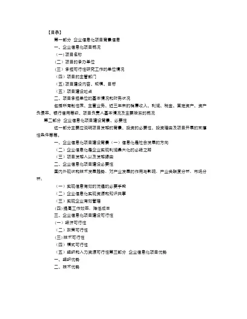 企业信息化项目资金申请报告范文