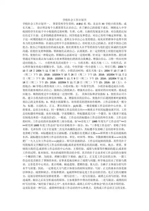 学校社会工作计划书
