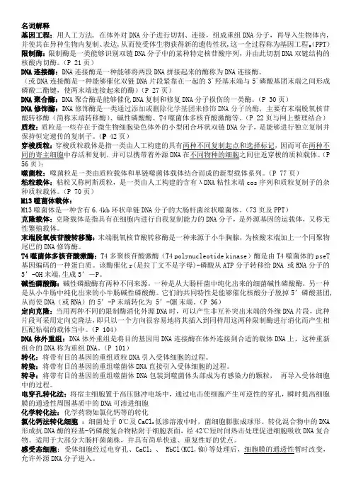 基因工程参考答案