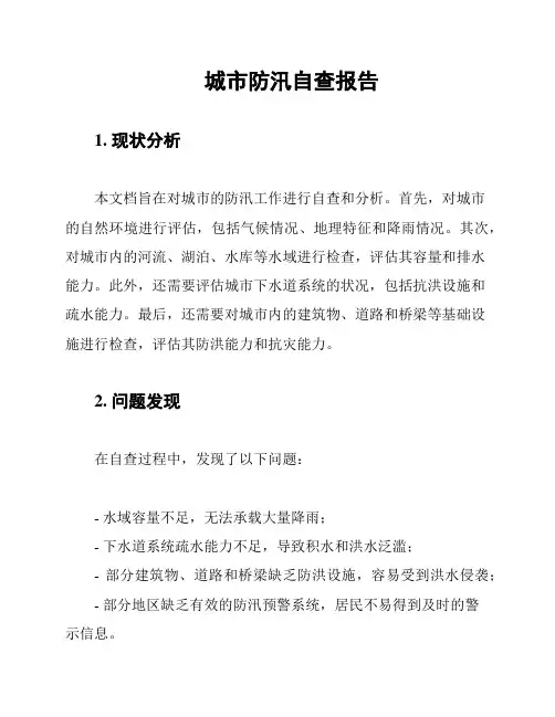 城市防汛自查报告