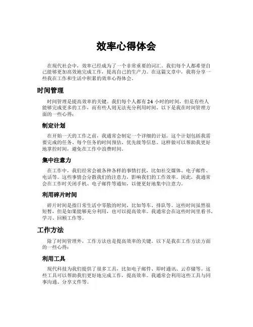 效率心得体会