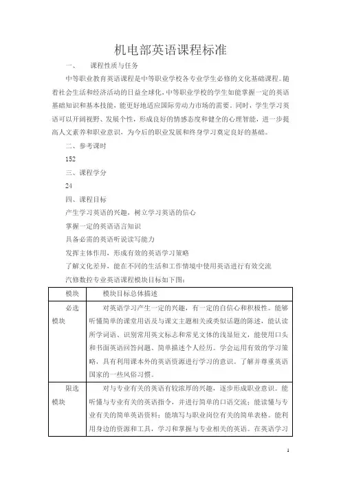 机电部英语课程标准