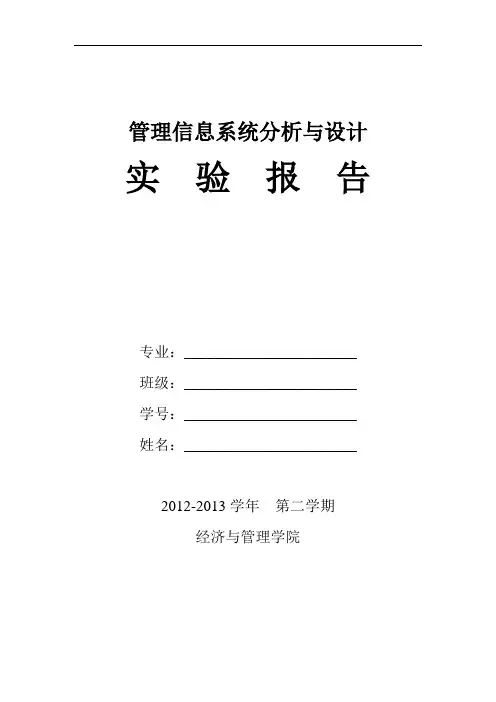 管理信息系统实验报告 3