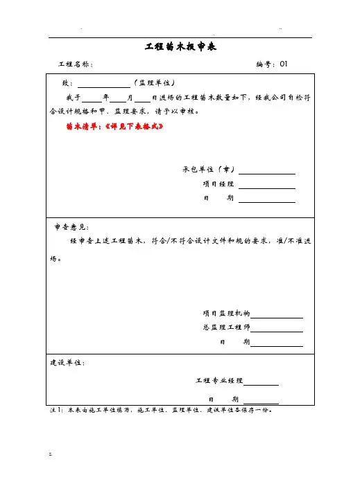 景观绿化苗木绿化进场前报验审批模板