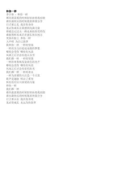 歌词(和你一样)